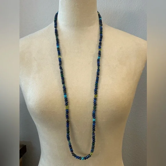 Carolyn Pollack Vintage SW Lapis Bead Necklace - Picture 2 of 6